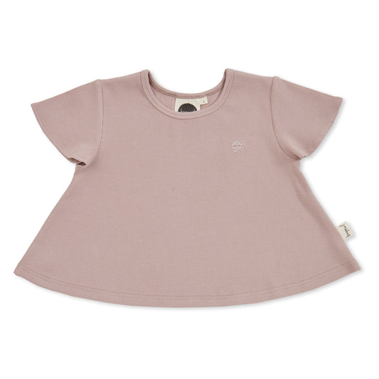 Taupe Rib Swing Tee | Kapow Kids