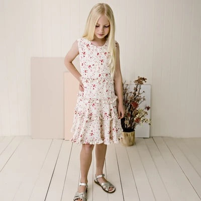 Indi Floral Frill Cream Dress