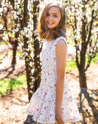 Indi Floral Frill Cream Dress