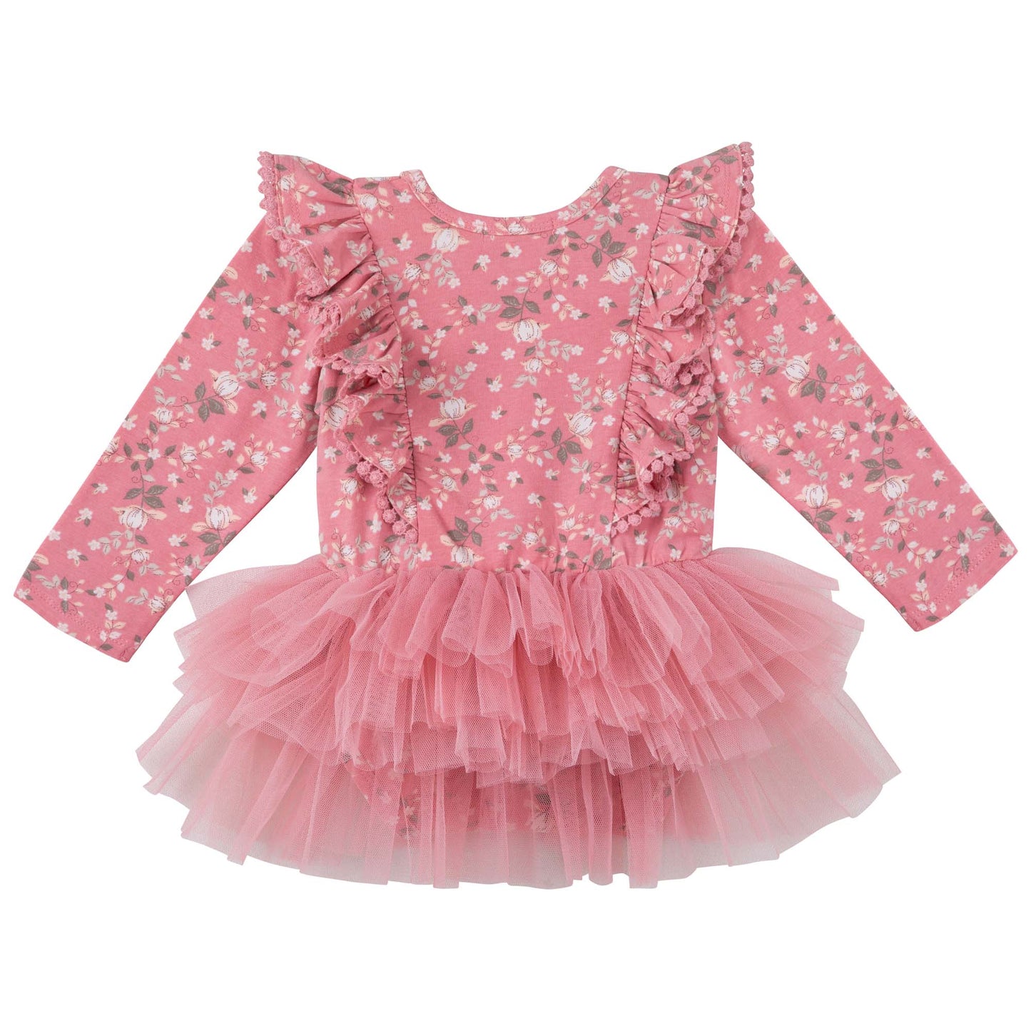 Maisie Floral Long Sleeve Hazel Tutu Romper - Dusty Pink