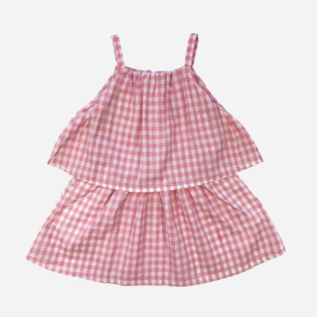 Girls Tiered Dress - Candy Check