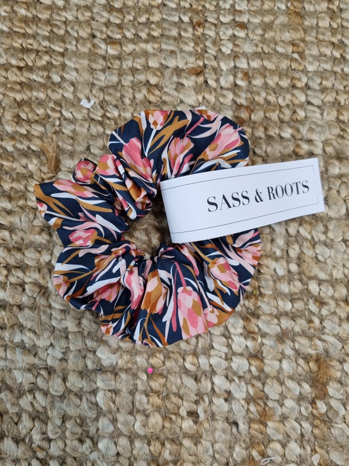 Navy Floral XL Scrunchies | Sass N Roots