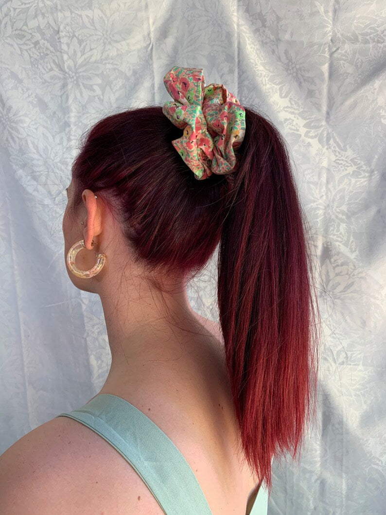 Pink Floral Scrunchies | Sass N Roots
