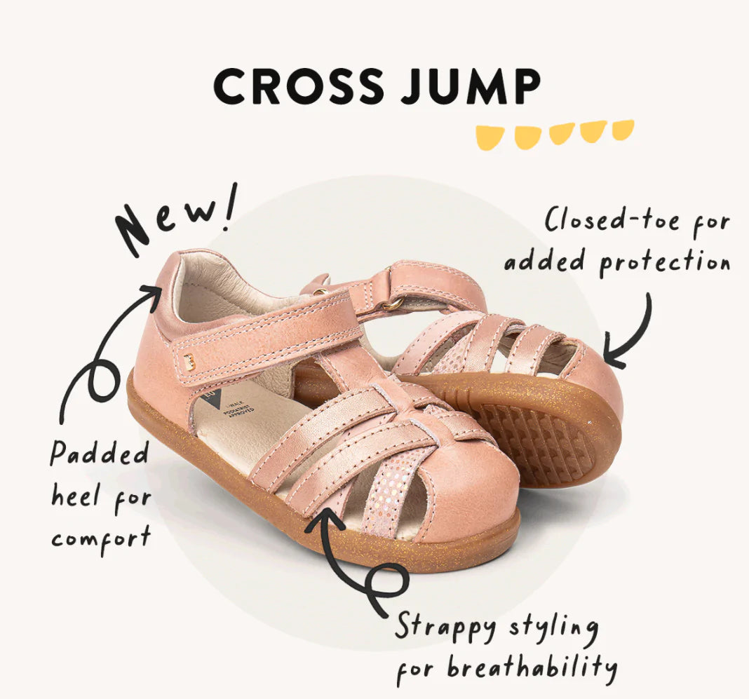 Cross Jump Dusk Pearl & Rose Gold Sandals | Bobux