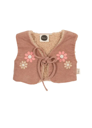 Rose Taupe Cord Reversible Vest
