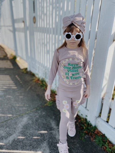 Rose Taupe Frill Trackies | Kapow Kids